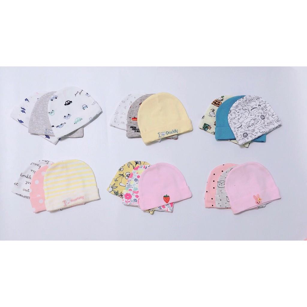 Set 3 Mũ Sơ Sinh Cho Bé Từ 0-6m