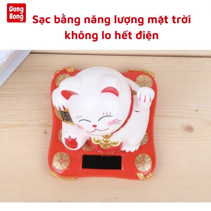 Mèo thần tài vẫy tay dùng pin năng lượng mặt trời mèo chiêu tài lộc decor nhà cửa