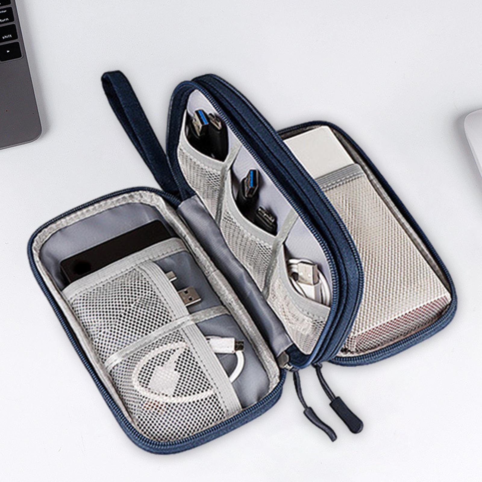 Travel Cable Organizer Bag Waterproof Double Layer Pouch for Data Cable Charger Electronics Accessories