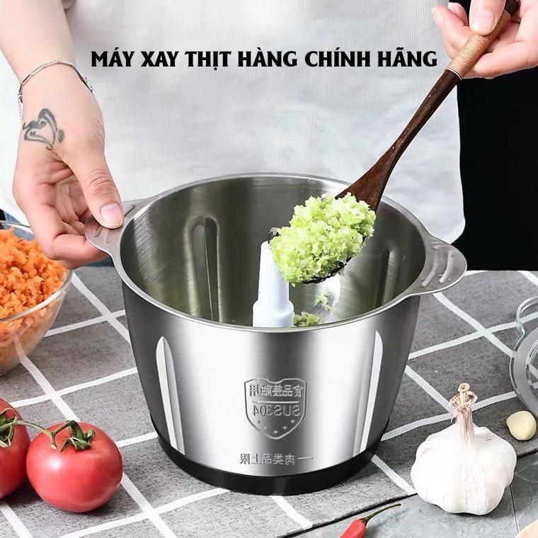 Máy Xay Thịt Cối INOX 304, Máy Xay Thịt Bằng Điện Không Rỉ, Dung Tích Lớn 2L, Công Suất 300W