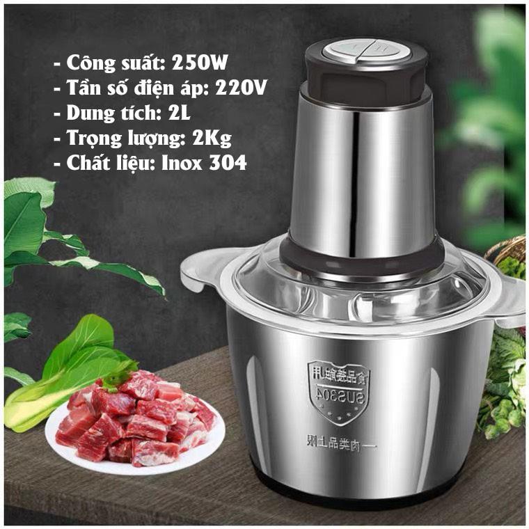 Máy Xay Thịt - Máy Xay Thịt Cầm Tay Đa Năng Cối Inox 304 Dao 4 Lưỡi Công Suất Lớn