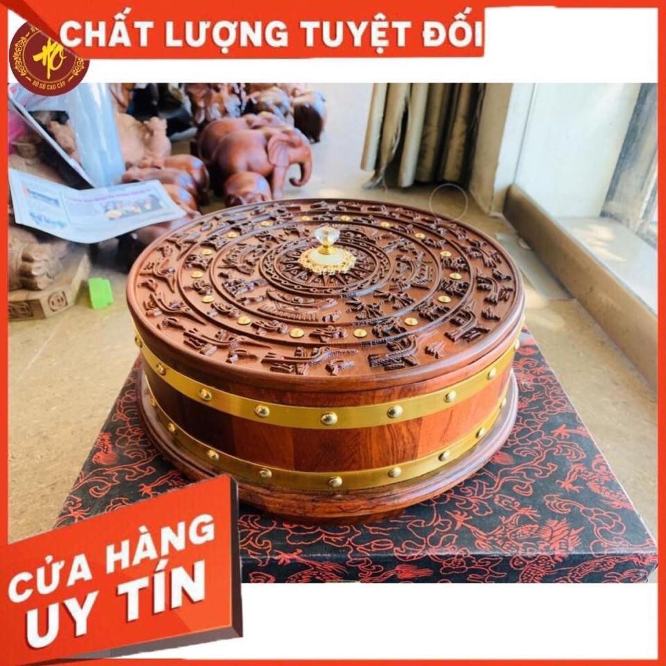 Khay Đựng Bánh Kẹo Mứt Tết Bằng Gỗ Hương Mẫu Trống Đồng Đông Sơn