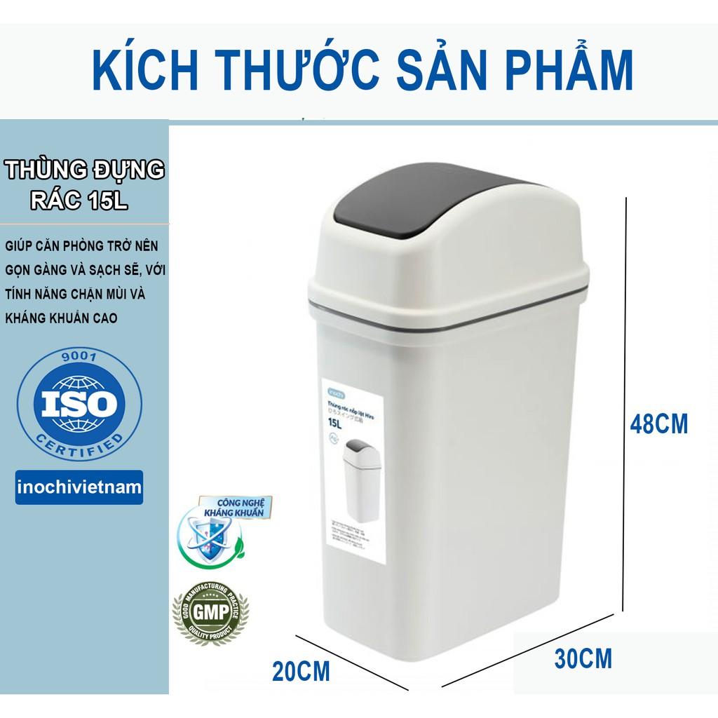 Thùng Rác Thông Minh -Nhựa Nắp Lật 15 Lít Rất Đẹp Làm Sọt Rác Văn Phòng, Khách Sạn Đựng Rác Gia Đình