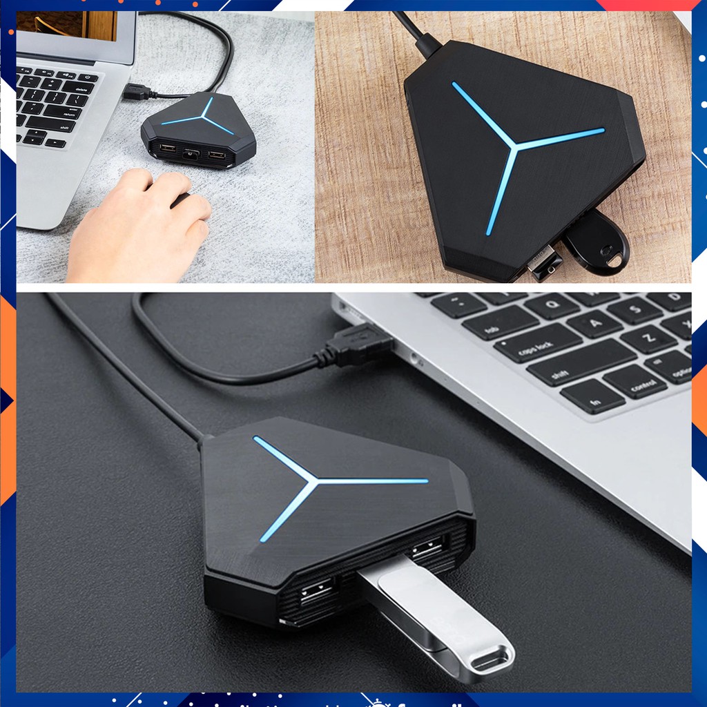 Bộ Chia VINETTEAM USB 6 Cổng Dài 1m, USB Hub 2.0 Tiện Dụng Hình Lục Giác Có Đèn LED Báo Hiệu Kèm Ảnh Thật- hàng nhập khẩu