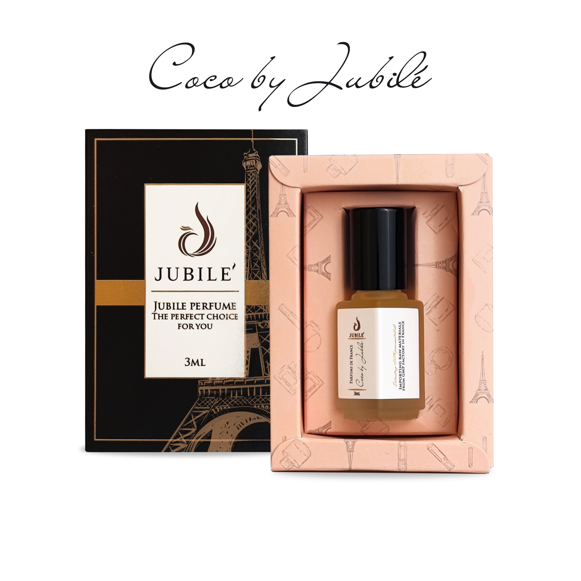 COCO BY JUBILÉ - Tinh dầu nước hoa Pháp Nữ Minisize Dạng lăn 3ml Thơm Lâu, Sang Trọng, Quyến Rũ