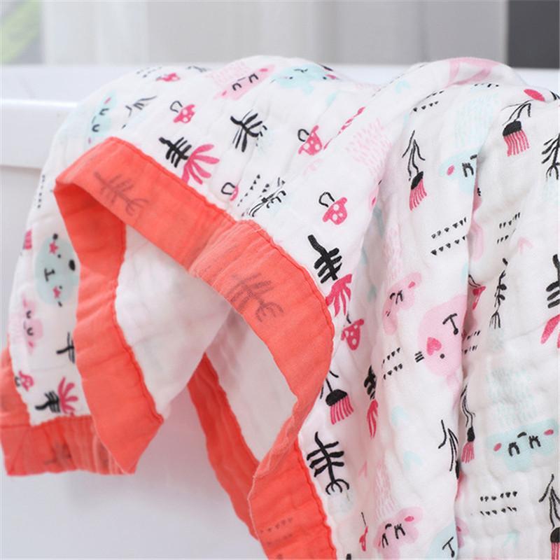 Muslin Chăn 100% Cotton 6 Lớp Chăn Ga Gối Chần Gòn Sơ Sinh Mềm Mại Làm Dày Gai Đầm Chăn Hoạt Hình Cho Bé Quấn Khăn Tắm