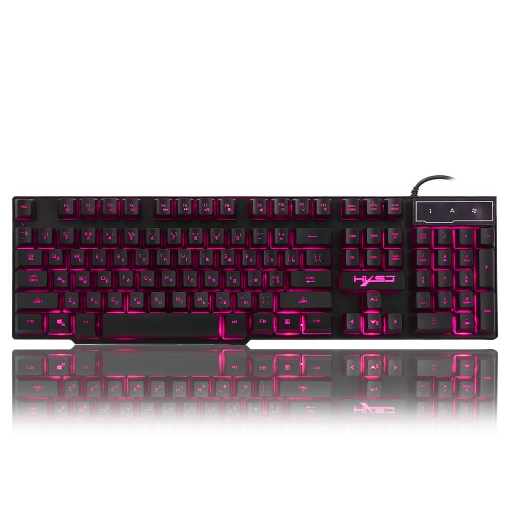 Russian English Gaming Keyboard USB 3 Backlight Modes Floating Keycaps LED Backlit Teclado Gamer 19 Keys Conflict-free
