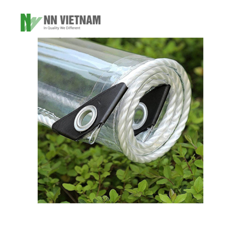 Bạt PVC trong suốt chống thấm nước - Độ dày 0.35mm che mưa lấy sáng ngoài - May viền đóng khuy sẵn - Khổ ngang 2.9m