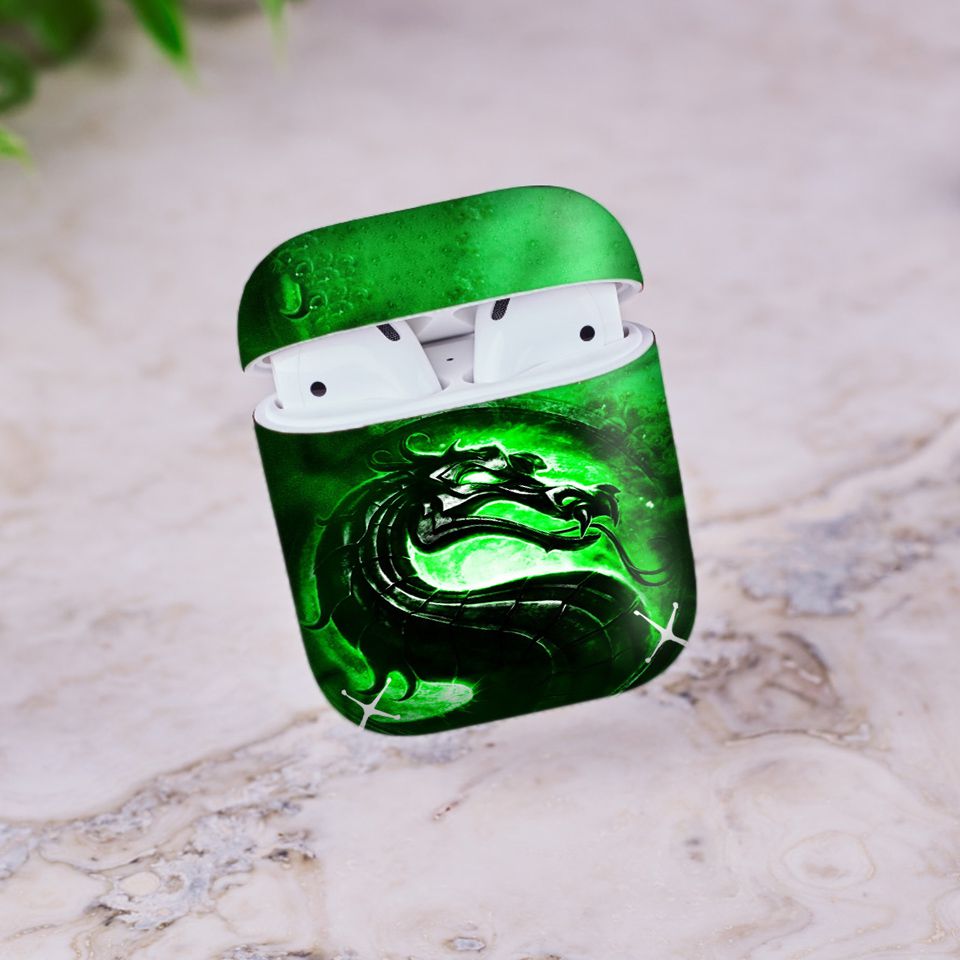 Miếng dán skin chống bẩn cho tai nghe AirPods in hình Rồng Dragon - dra017 (bản không dây 1 và 2)