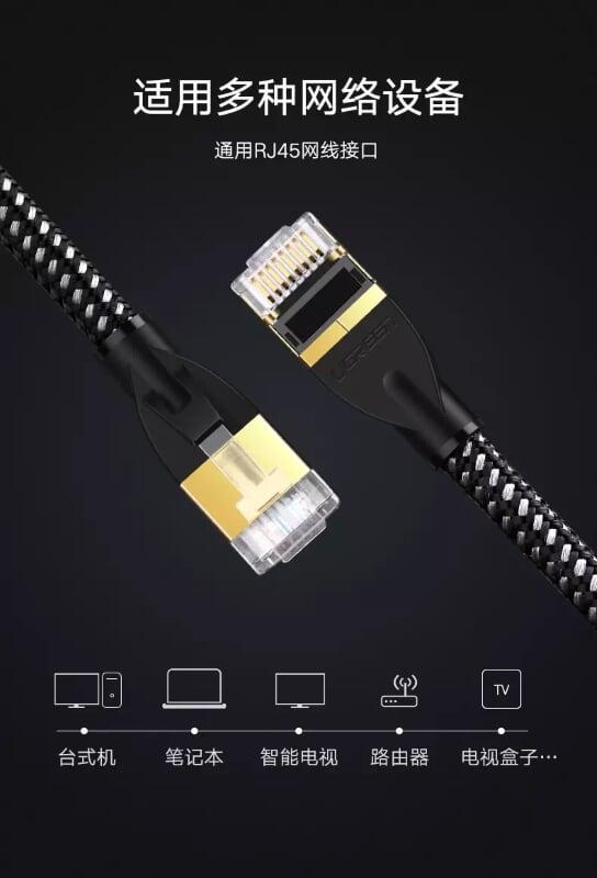 Ugreen UG50351NW117TK 1M màu Đen Cáp mạng LAN CAT6 bọc lưới cao cấp - HÀNG CHÍNH HÃNG