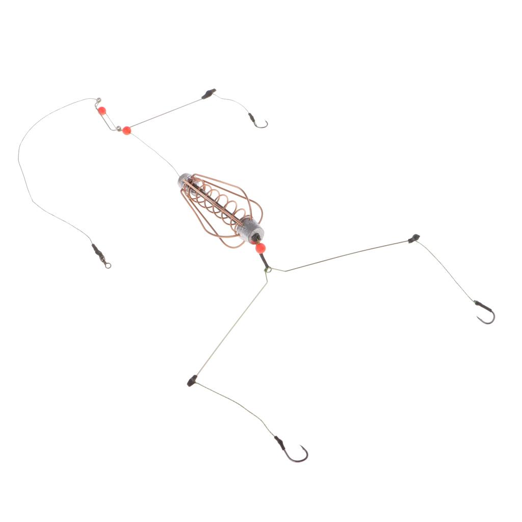 Fishing Feeder Basket Holder Fishing Bait Cage with Line Hooks Sinker 20g