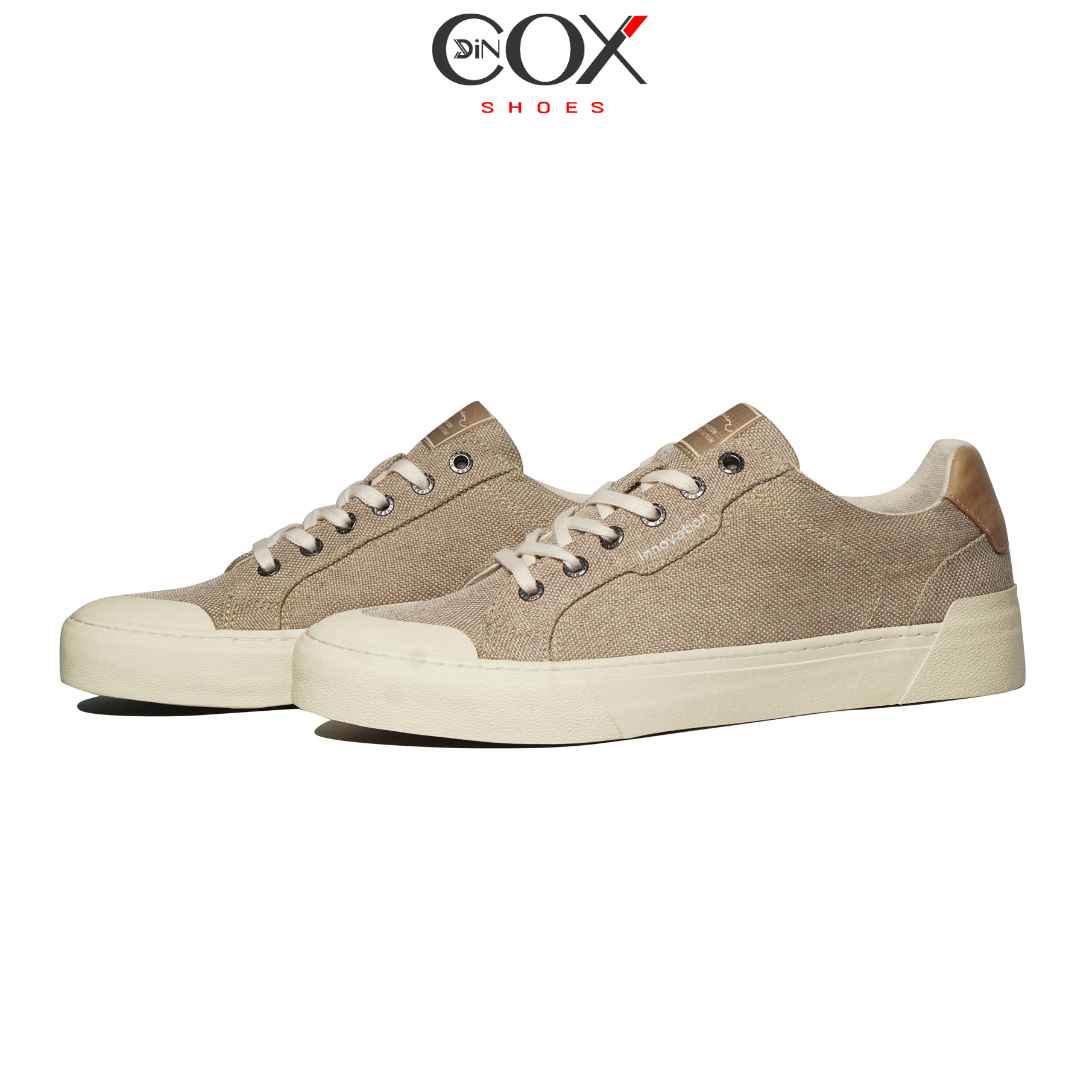 Giày Vải Sneaker Canvas Đế Bằng Nam DC30 Beige Dincox Shoes