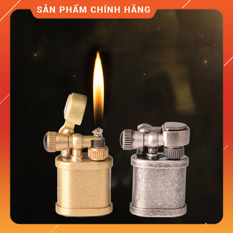 Hột Quẹt Bật Lửa Xăng Đá Thủ Công TC1703 Kiểu Dáng Nhỏ Gọn Bằng Đồng Cực Chất - Màu Vàng