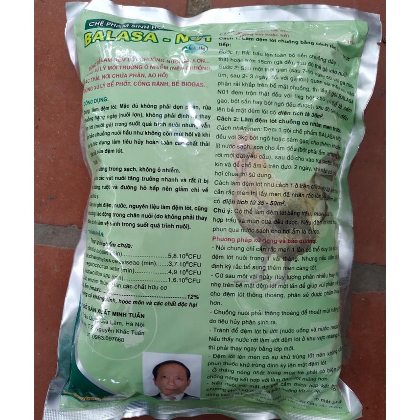 1kg Chế phẩm đệm lót sinh học khử mùi chuồng trại BALASA, xử lý môi trường