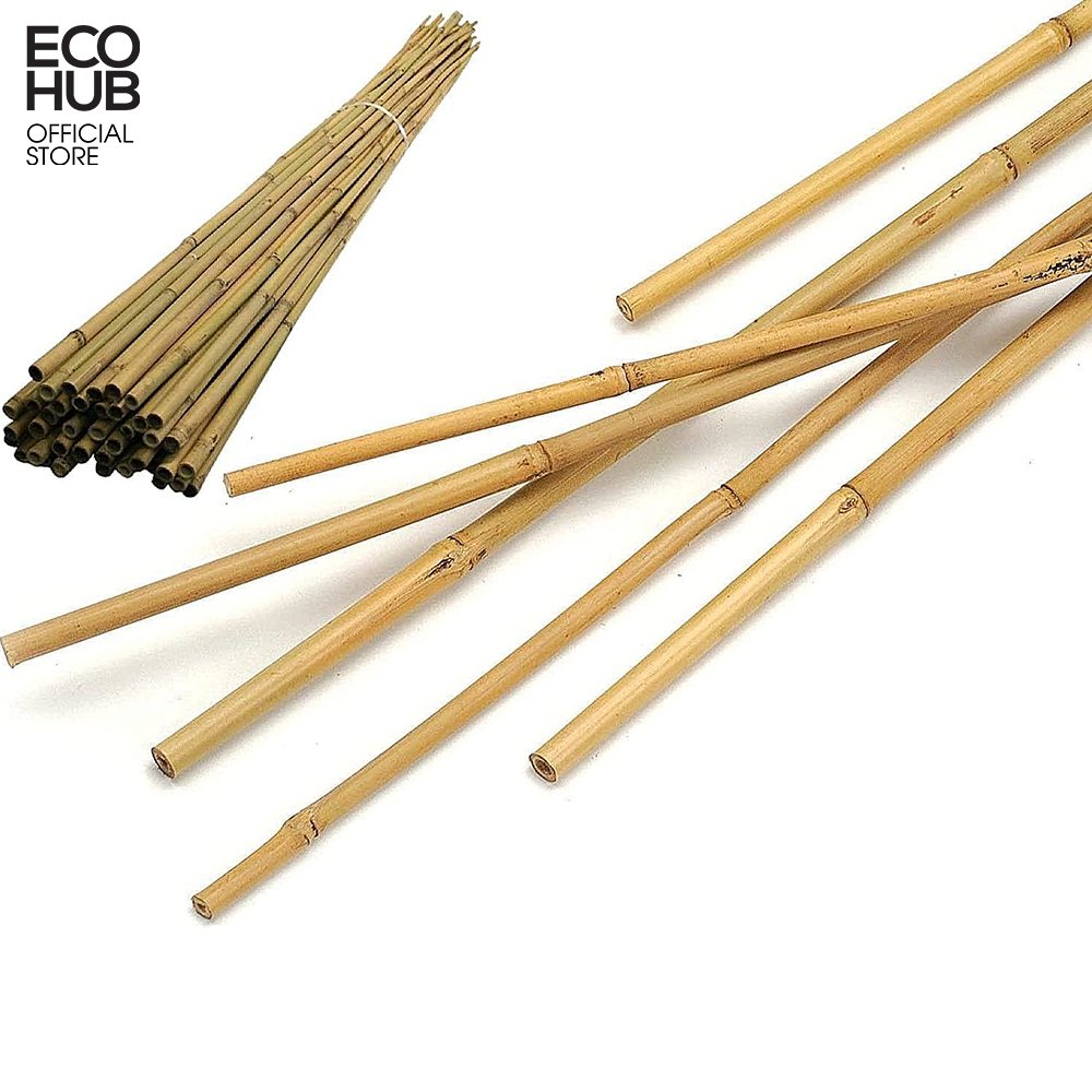 Bộ 4 Cọc tre ECOHUB dùng để trồng cây, làm hàng rào sân vườn đã được hấp cacbon tuổi thọ 2-3 năm ngoài dài 1m đường kính 10-12mm.