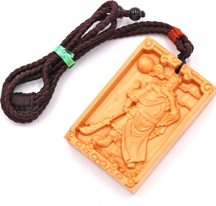 Vòng Cổ Mặt Gỗ Hoàng Đàn Khắc Tượng Quan Công MG50