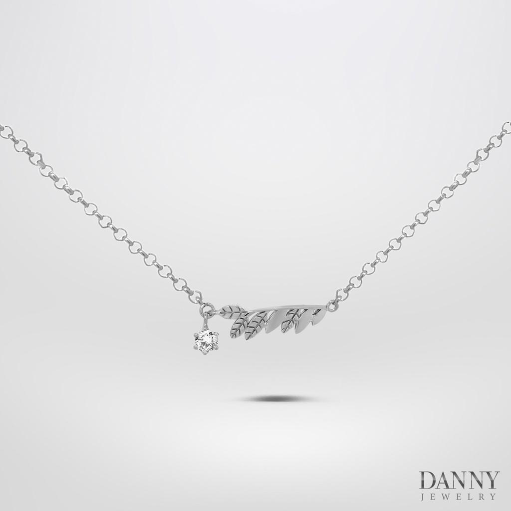 Dây Chuyền Có Mặt Danny Jewelry Bạc 925 Xi Rhodium Nguyệt Quế Đính Đá CZ DM045