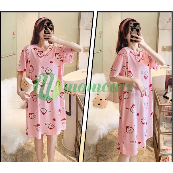 Váy ngủ bầu và sau sinh cho con bú ti SLEEPY - Đồ đầm mặc nhà Cotton cho mẹ thời trang mùa hè Đẹp Giá Rẻ Bigsize 2023