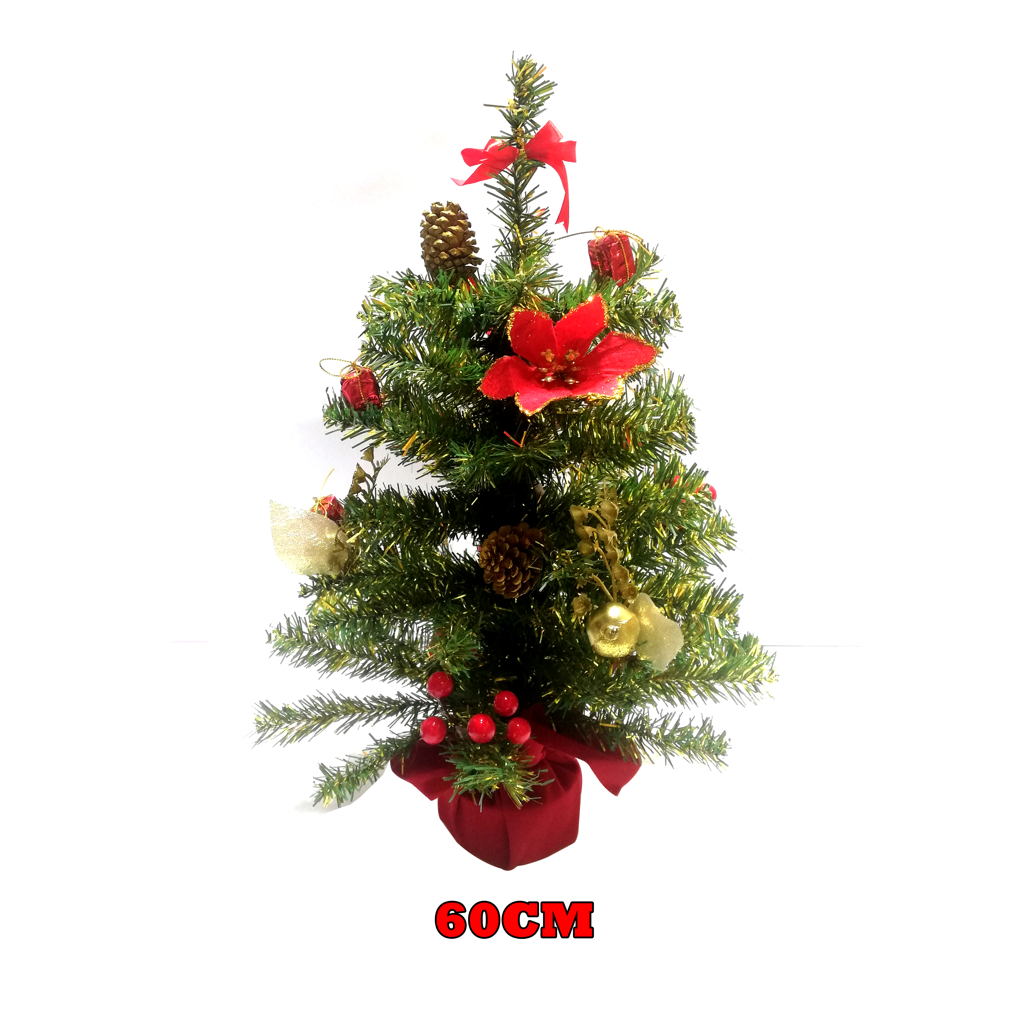 Cây Thông Noel Mini Để Bàn Màu Xanh Phối Hợp Màu Vàng Cao 40cm - 60cm - Trang Trí Lễ Giáng Sinh Tặng Kèm Bọc Cần Số Monter Màu Ngẫu Nhiên - 40cm