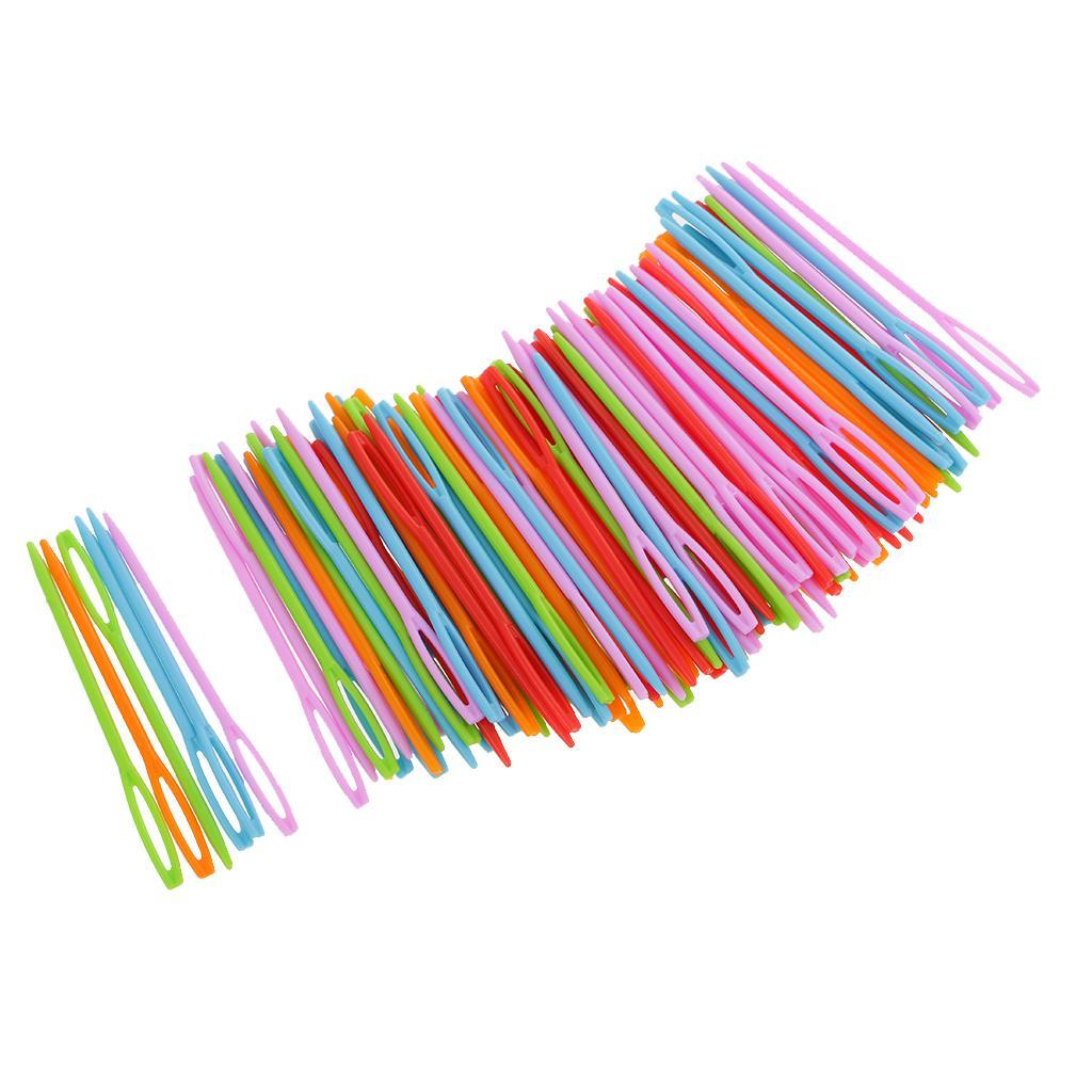 3x 100pcs 7cm Multicolor Plastic Sewing Threading Darning Needles Cross Stitch