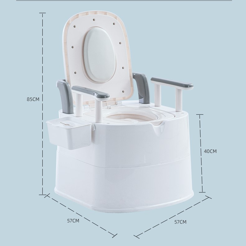 Bồn Cầu Di Động Cho Người Già Có Tay Vịn và tựa lưng , Bô Vệ Sinh Chống Trượt cho người bệnh, người già