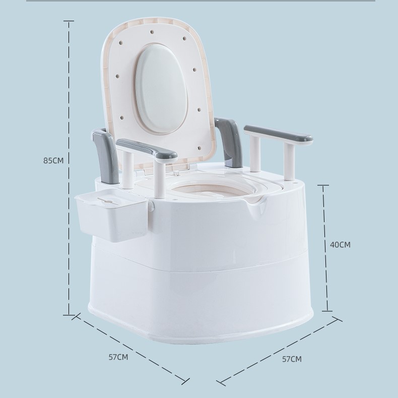 Bồn Cầu Di Động Cho Người Già Có Tay Vịn và tựa lưng , Bô Vệ Sinh Chống Trượt cho người bệnh, người già