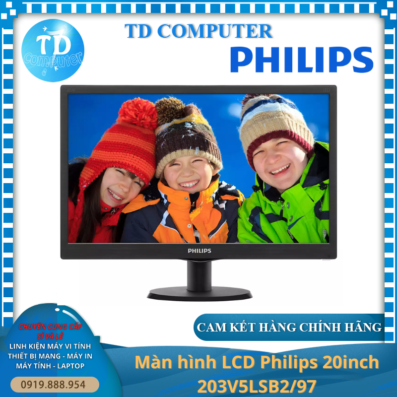 Màn hình Philips 203V5LSB2 20inch (19.5&quot; HD 60Hz, VGA) - Hàng chính hãng DGW phân phối