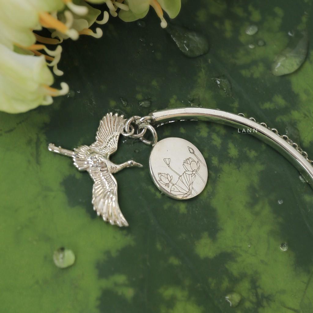 Kiềng nửa dây xích - charm hạc S925 LANN