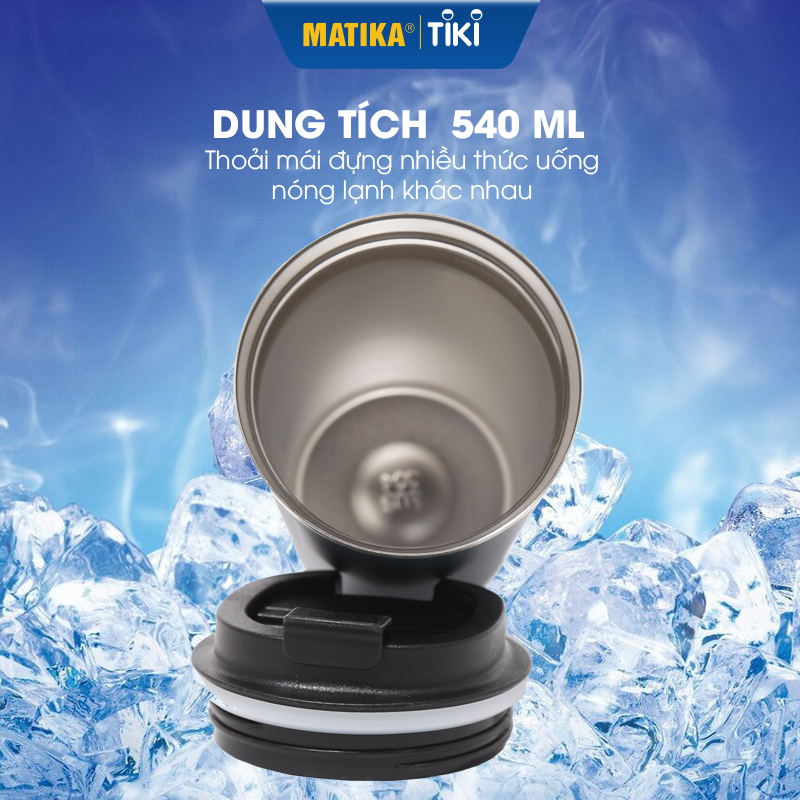 Cốc Giữ Nhiệt Chân Không MATIKA MTK-C1540 Cốc Đựng Nước Giữ Nhiệt Có Nắp Đựng 540ml - Hàng Chính Hãng