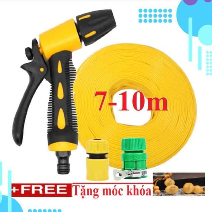 Bộ dây vòi xịt ️bơm nước phun sương️ , tăng áp 3 lần, loại 7m, 10m 206319 cút sập,+ móc khoá