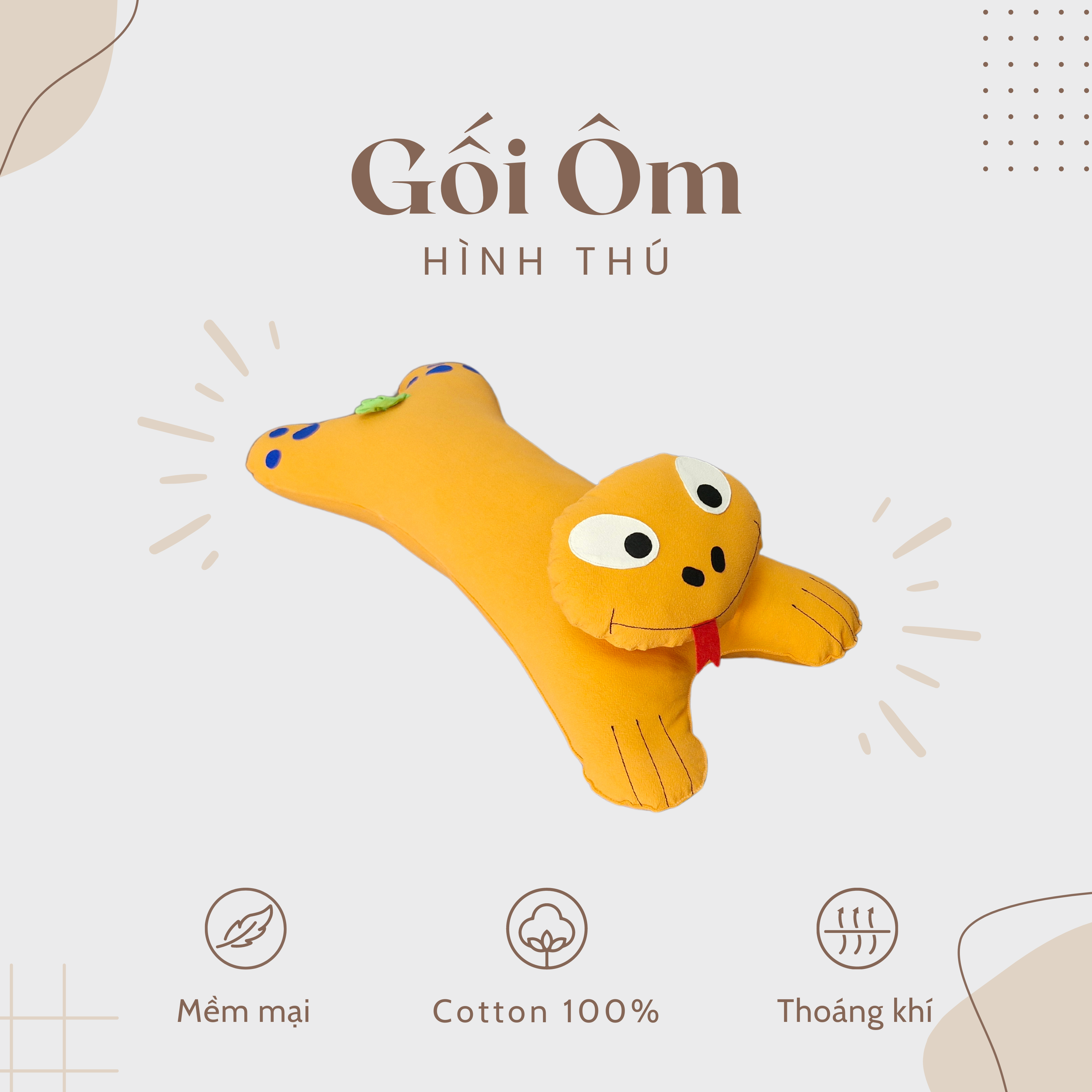 Gối Ôm Cotton Xốp Đắp Hình Thú Dễ Thương