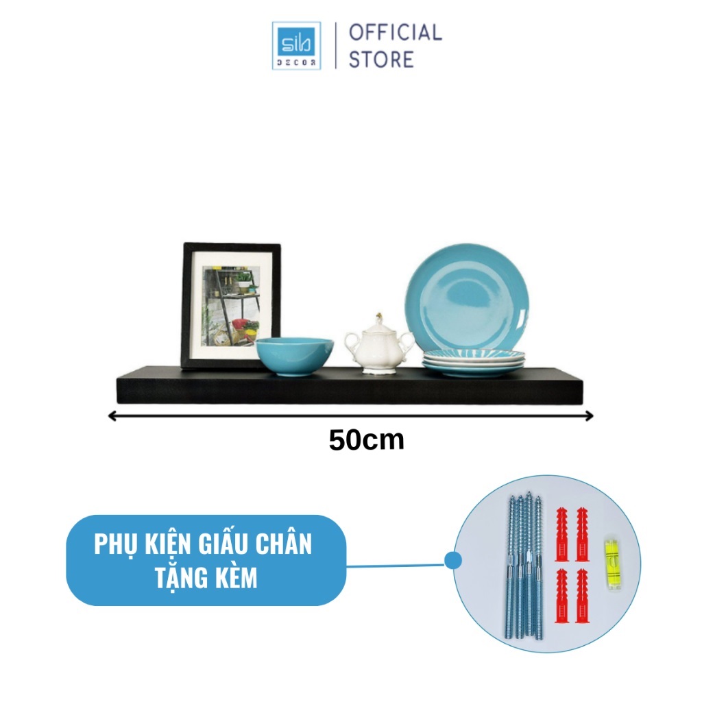 [Mua 3 giảm 20%] Kệ Thanh Ngang Dài 50 cm Rộng 20cm, Dày 25mm SIB Decor, Dễ Dàng Lắp Đặt KT005