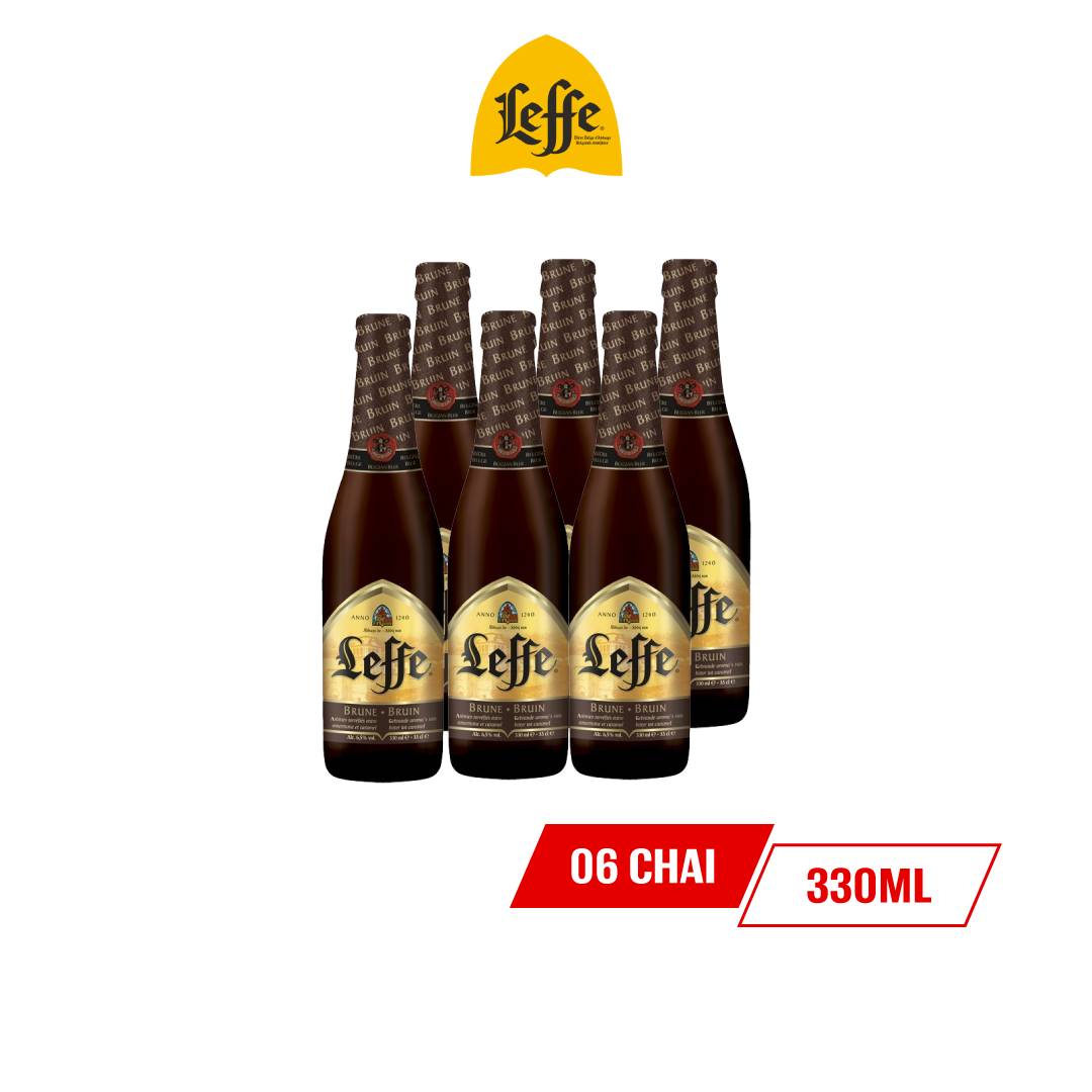 Lốc 6 Chai Bia Leffe Brune (Leffe Nâu) - Bia Thầy Tu Nhập Khẩu Bỉ (330ml/ chai)