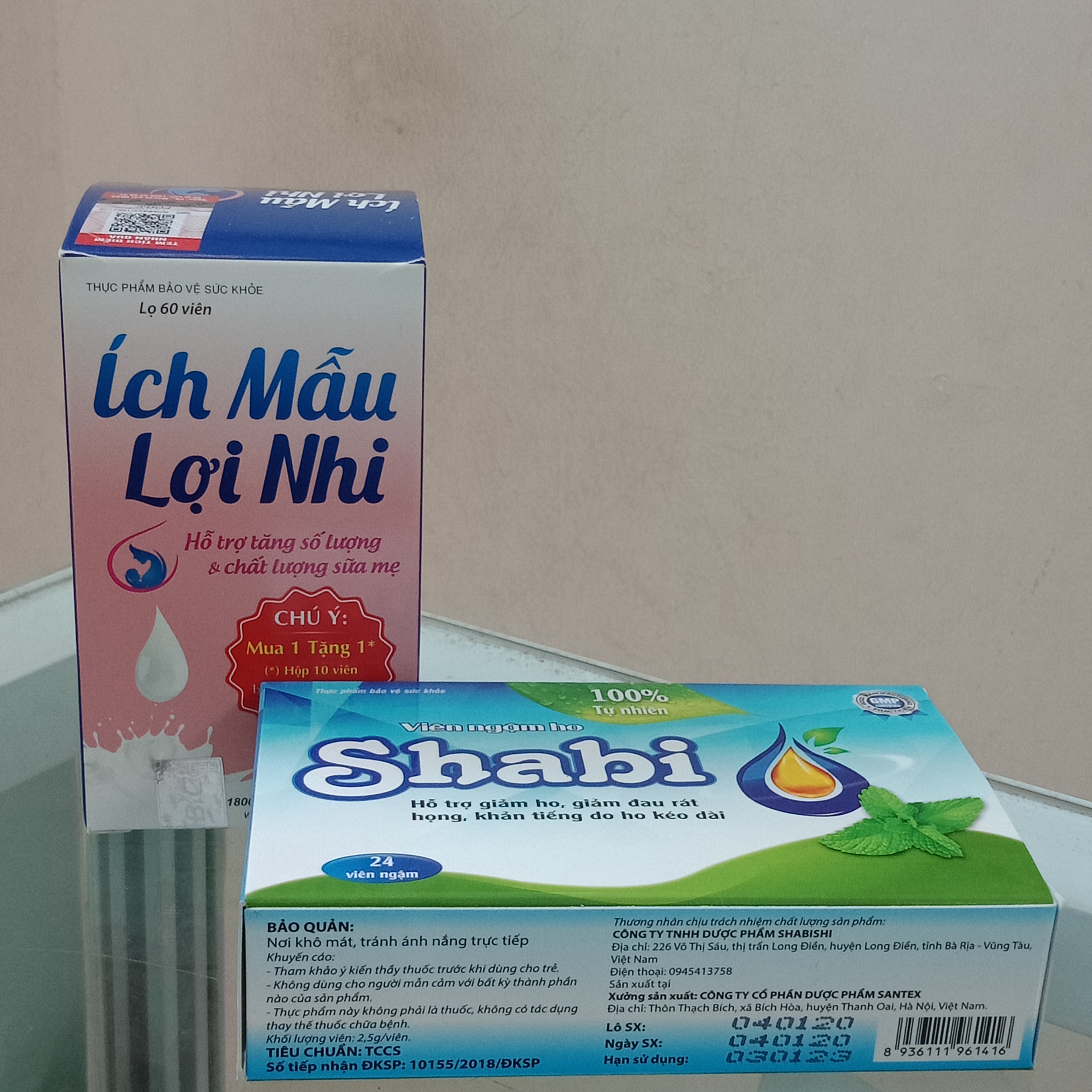 Viên nén Ích Mẫu Lợi Nhi- giúp mẹ nhiều sữa, nâng cao số lượng và chất lượng sữa mẹ giúp con bú khỏe, tăng cường sức khỏe sau sinh -lọ 60 viên  và viên ngậm ho Shabi giảm đau rát họng