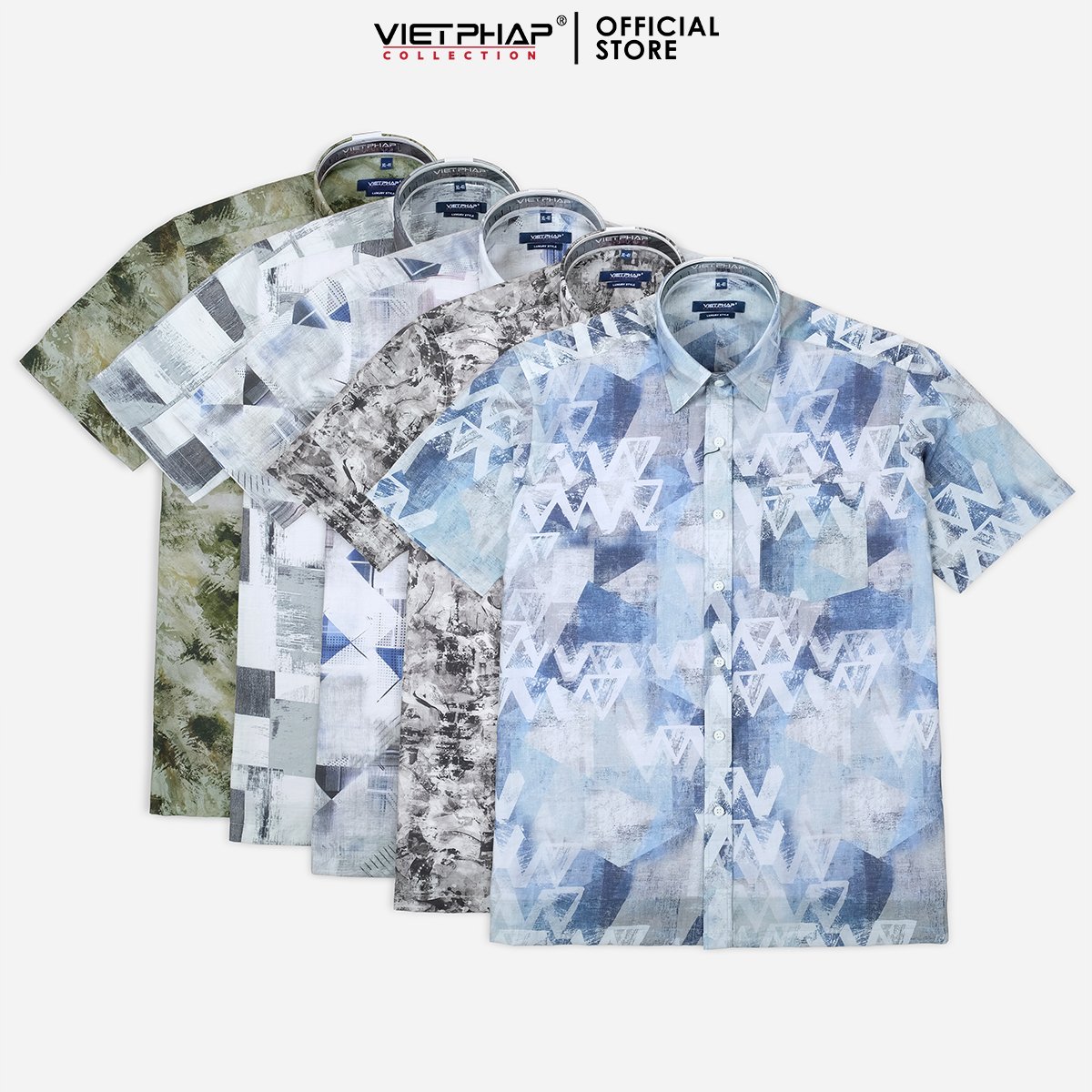 Áo Sơ Mi Nam Ngắn Tay VIỆT PHÁP Form Luxury Chất liệu  Bambo In Bông lịch lãm, sang trọng 95507
