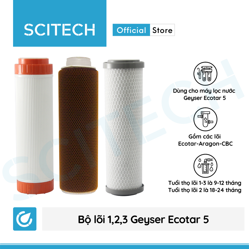 Máy lọc nước Nano Geyser Ecotar 5 kèm bộ đơn lọc thô 10 inch by Scitech - Hàng chính hãng