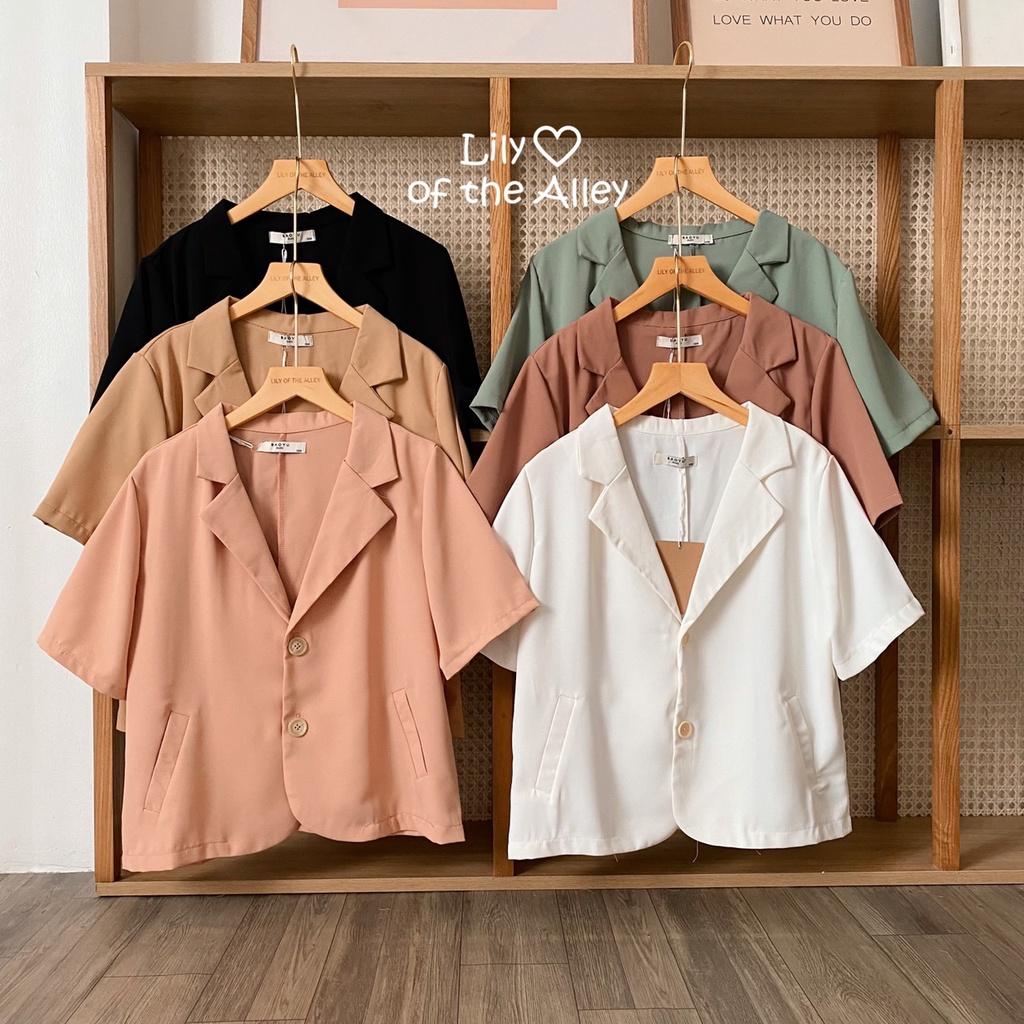 Áo blazer cộc tay túi chéo