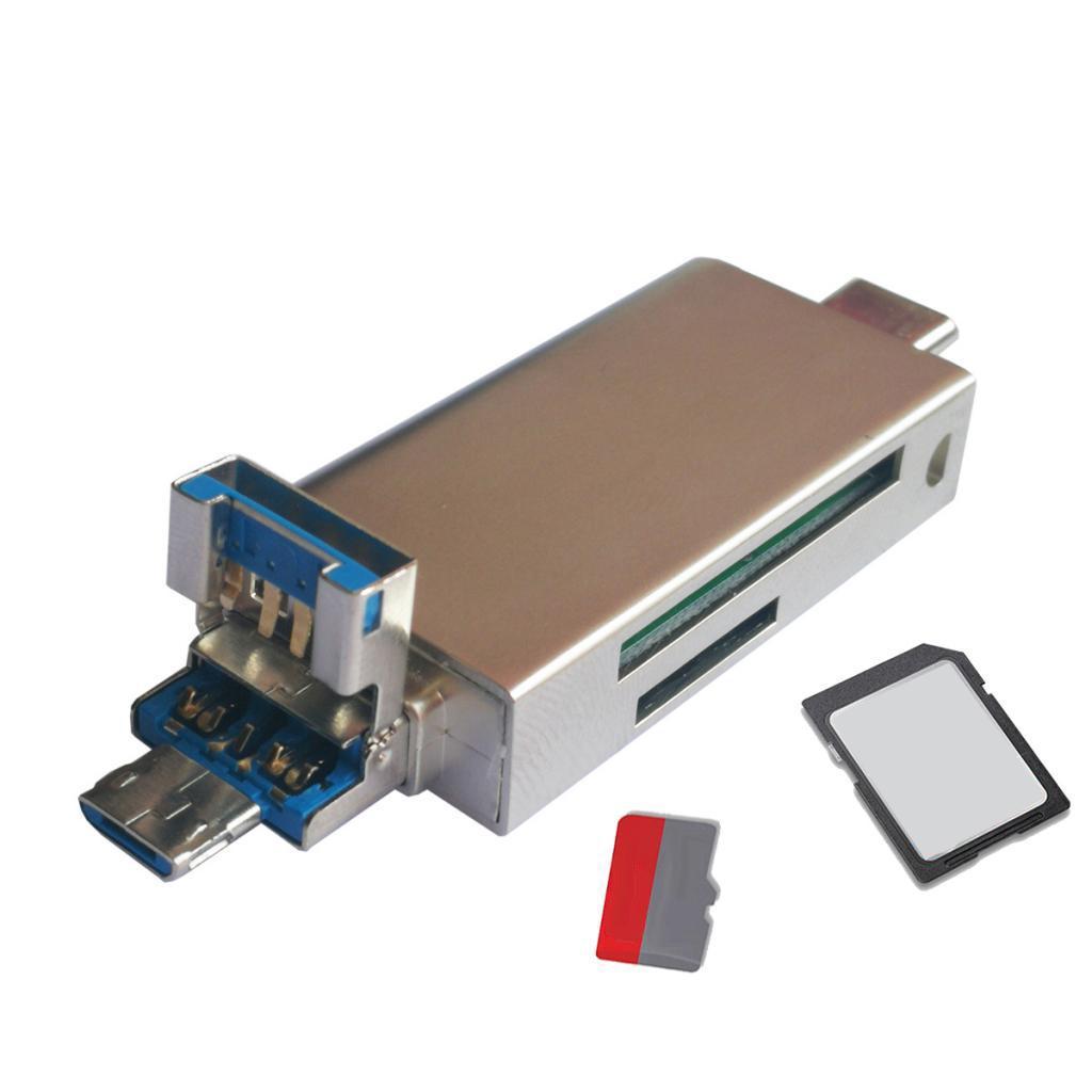 3 in 1 USB Type C/USB/Micro USB TF SD Memory Card Reader OTG Adapter