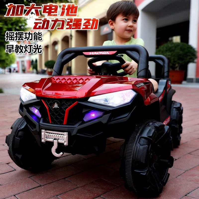 HOTXe ô tô điện trẻ em bốn bánh xe địa hình có thể ngồi xích đu cho bé xe đẩy điều khiển từ xa sạc xe đồ chơi trẻ em nam