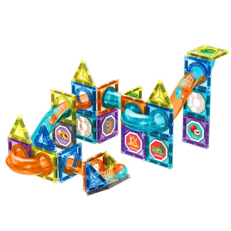 Bộ đồ chơi xếp hình nam châm 4D Magnetic Sticks cầu trượt thả bóng Đồ chơi thông minh giáo dục cho bé sáng tạo