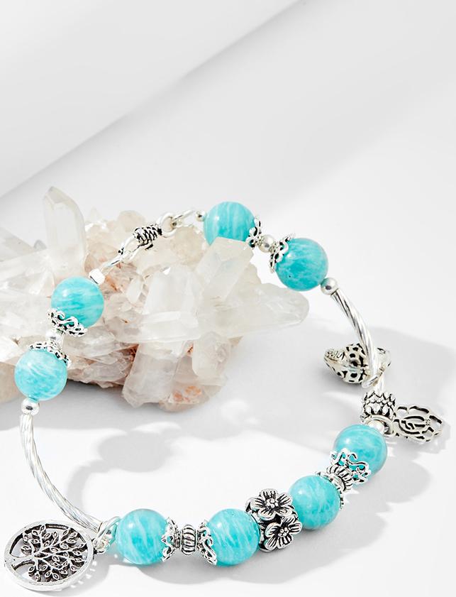Vòng tay đá Amazonite charm voi bạc Ngọc Quý Gemstones