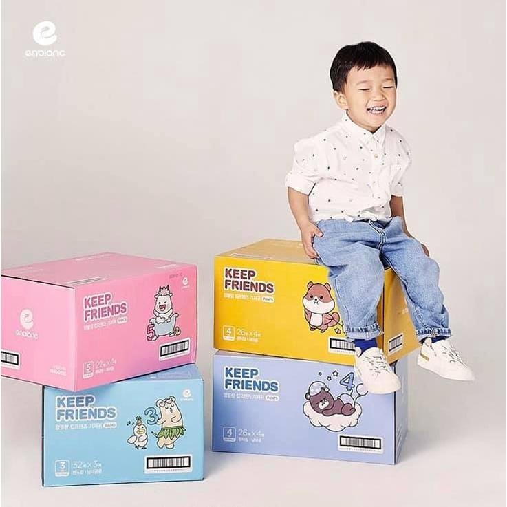 Combo 4 tã bỉm dán/quần Enblanc KEEP FRIENDS nội địa Hàn Quốc đủ size từ 2-20kg