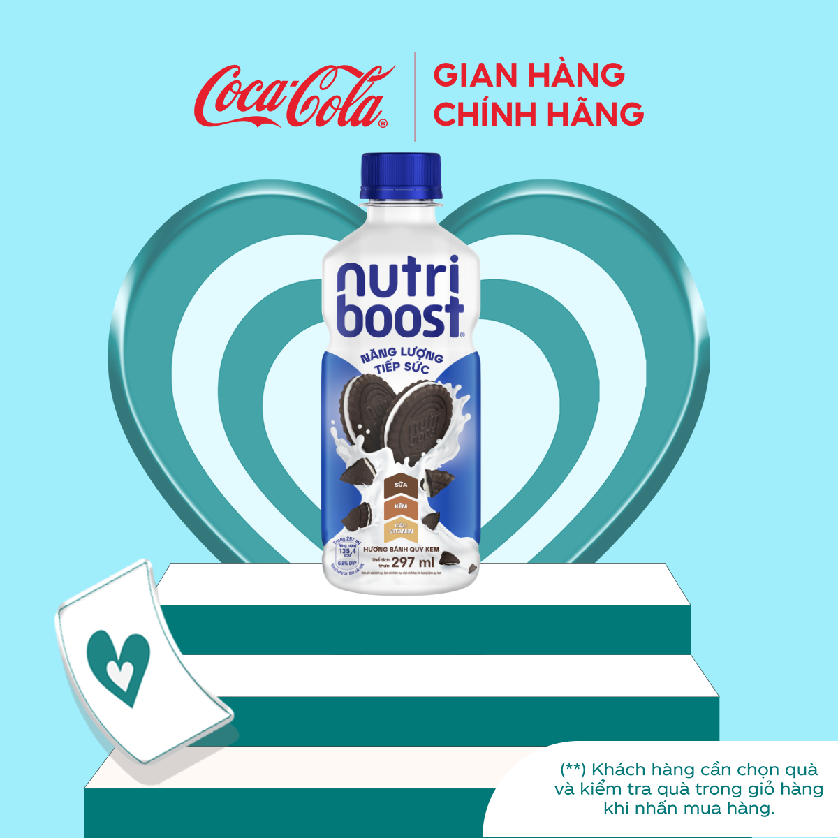 Lốc 24 Chai Thực phẩm bổ sung Nước uống sữa trái cây Nutriboost hương bánh quy kem 297ml/Chai Coca-Cola Official Store