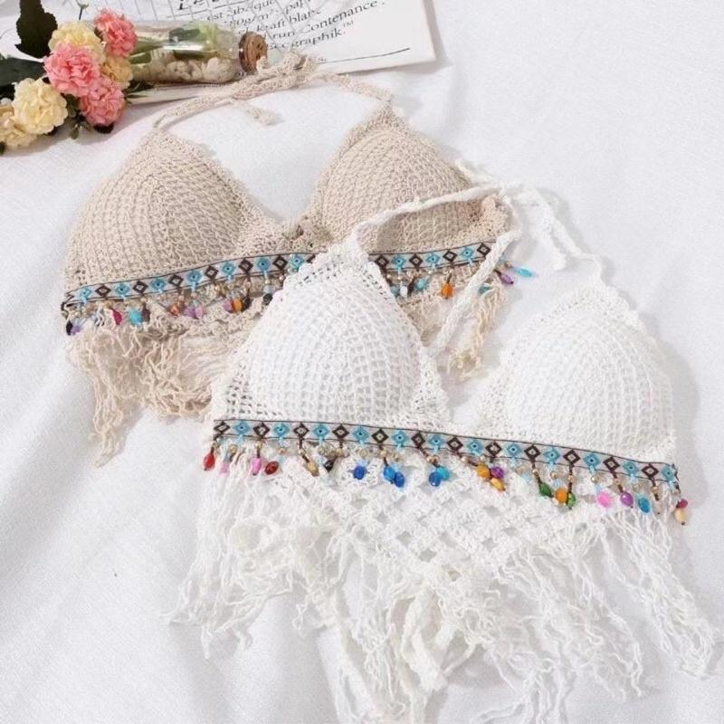 59-Set bộ bơi bikini đi biển len móc 3 món mùa hè 2023