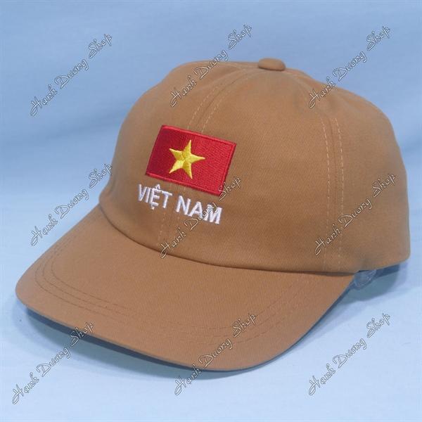 Nón kết thêu lá cờ Việt Nam có khóa dán phía sau vòng đầu 56-60cm - Bò