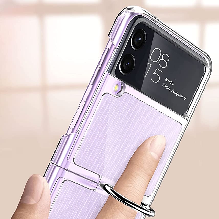 Ốp lưng chống sốc trong suốt kèm iring cho Samsung Galaxy Z Flip 4 hiệu Likgus Cover Ring - hàng nhập khẩu