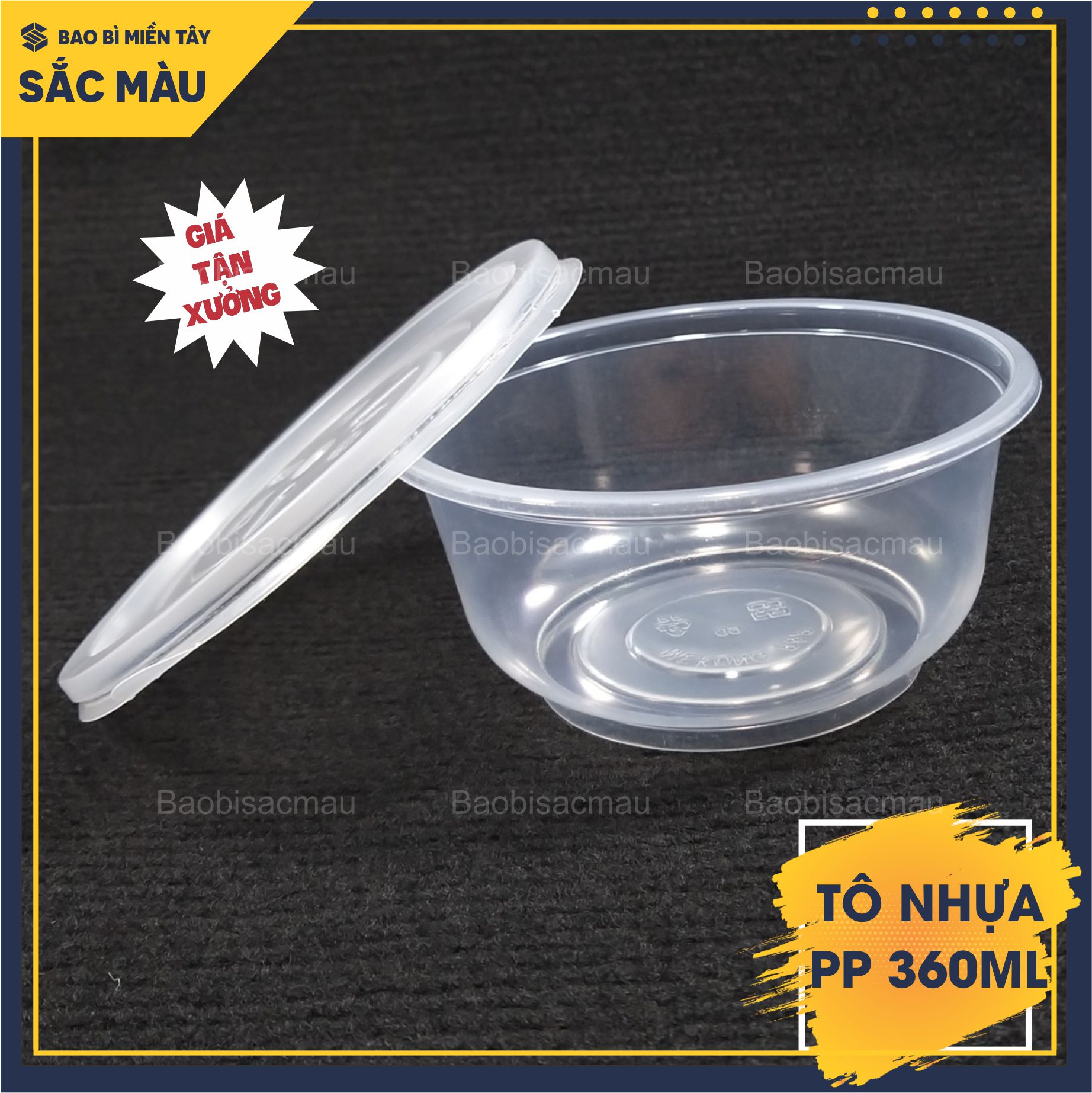 Set 50 Tô nhựa PP 360ml kèm nắp, tô nhựa đựng thực phẩm, chịu nhiệt tốt