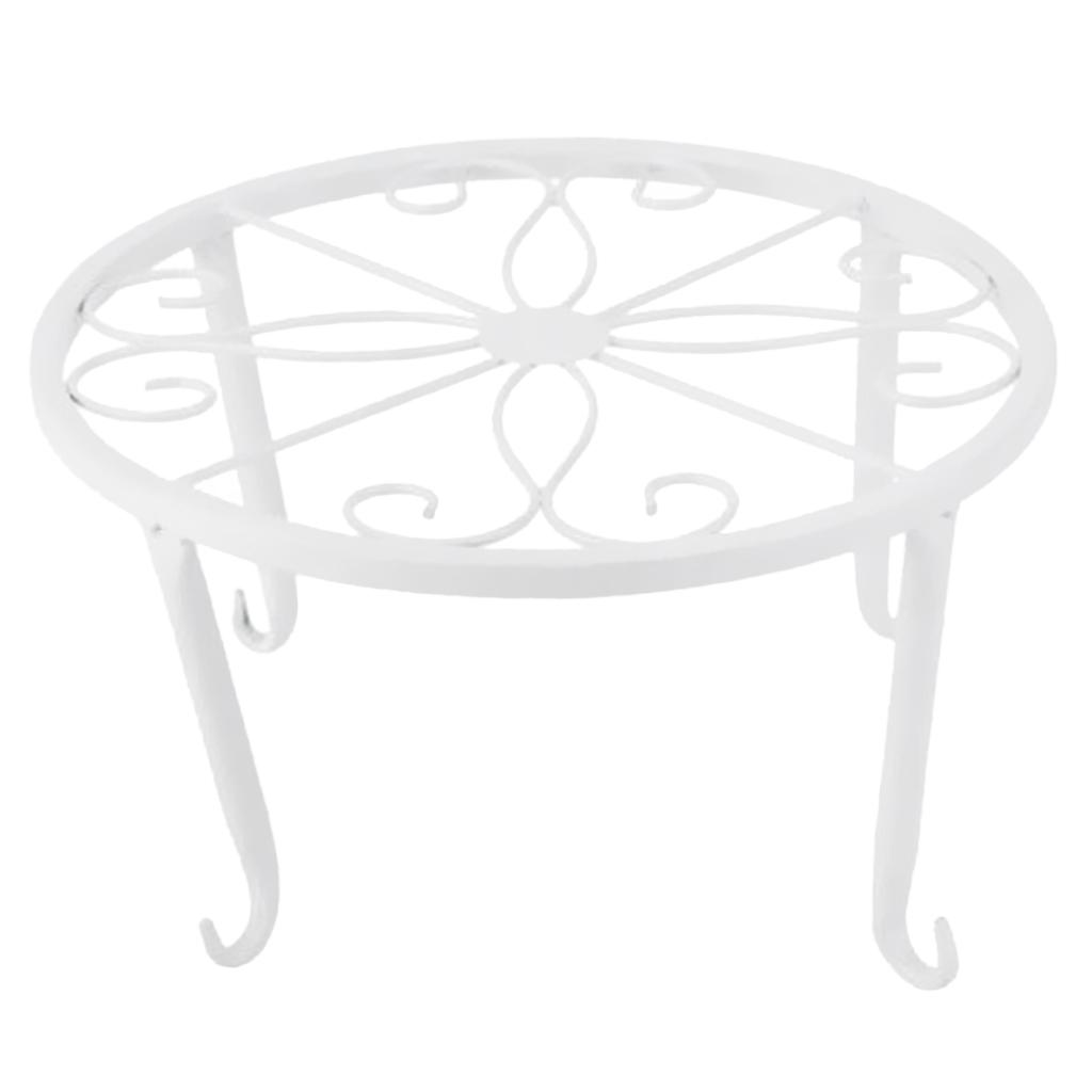 2xMetal Plant Stand Flower Pot Holder Iron Type Pot Vase Holder Shelf White