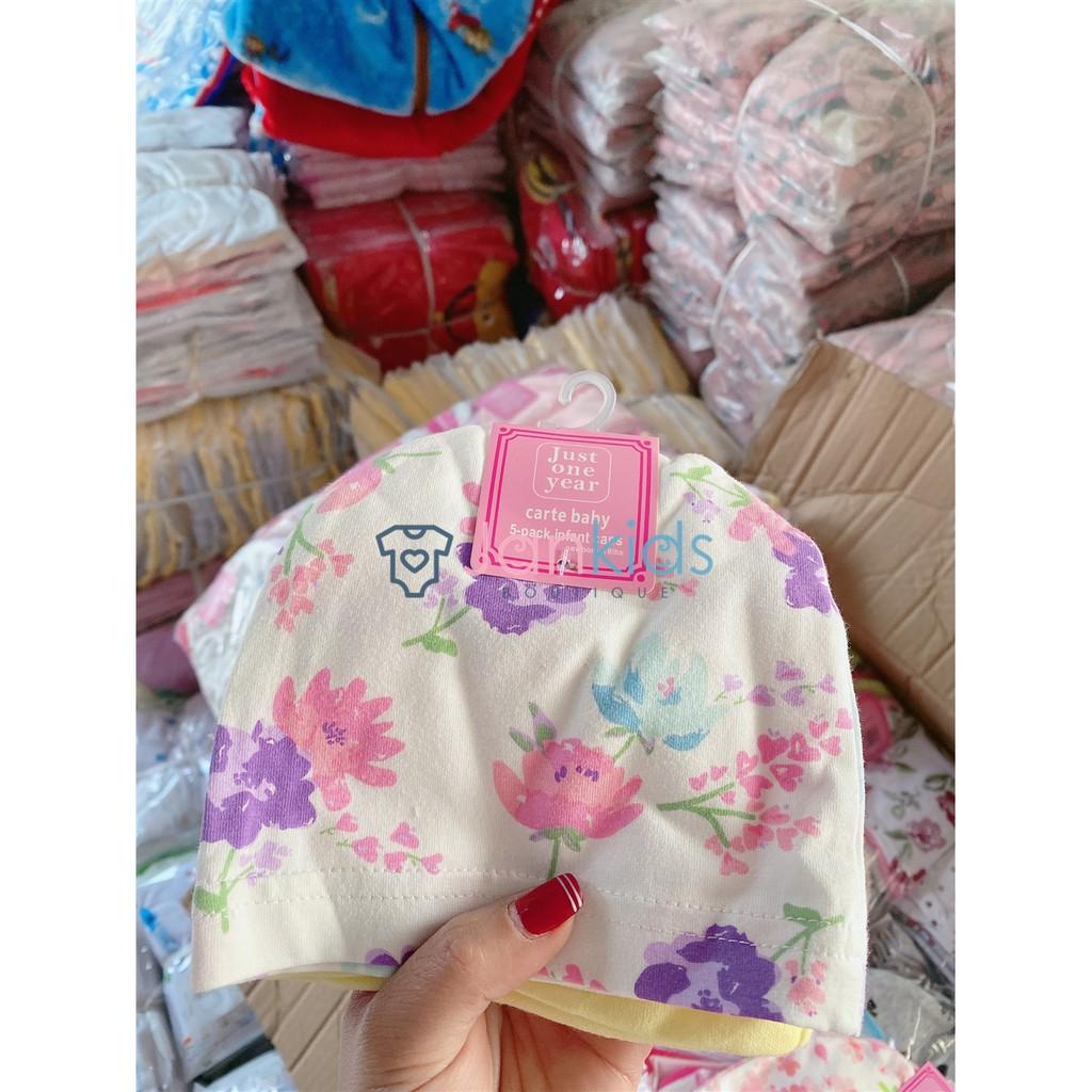 Set 5 mũ sơ sinh cotton Carter mềm mịn cho bé dưới 6 tháng tuổi