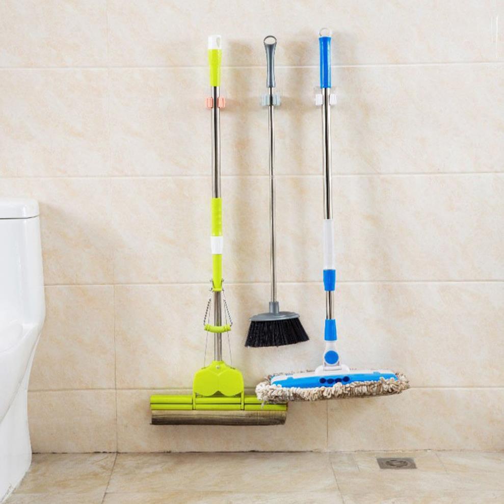 Móc dán tường kẹp giữ cây lau nhà , móc treo chổi chịu lực 6kg _K19